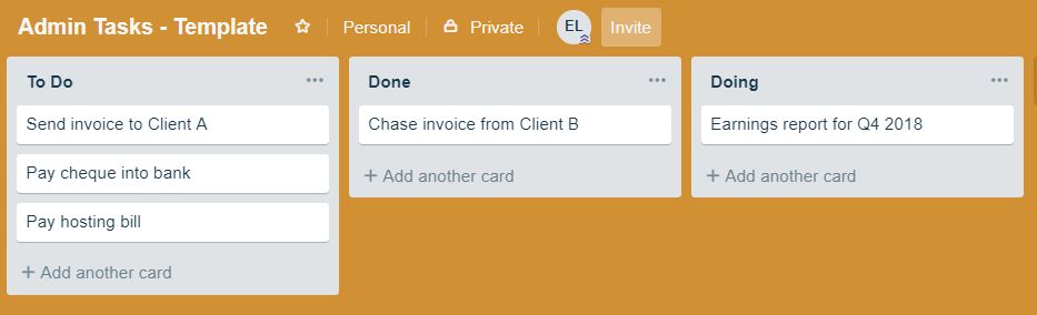 A Blank Trello Board